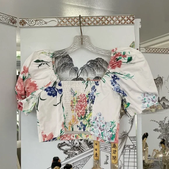 UO puff sleeve floral crop top - Picture 4 of 4